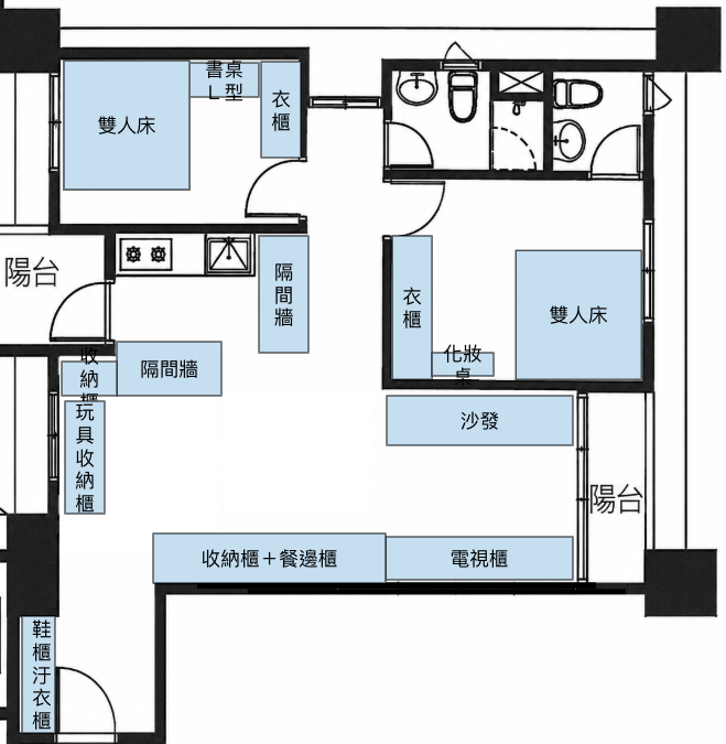 原始兩房配置圖